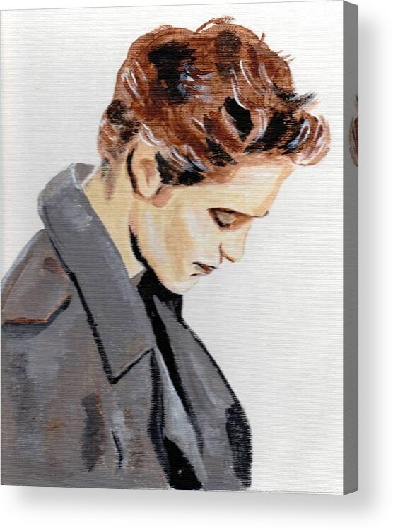 Robert Pattinson Movie Star Actor Famous Faces Films Twilight Movies Edward Cullen Acrylic Painting Acrylic Print featuring the painting Edward by Audrey Pollitt