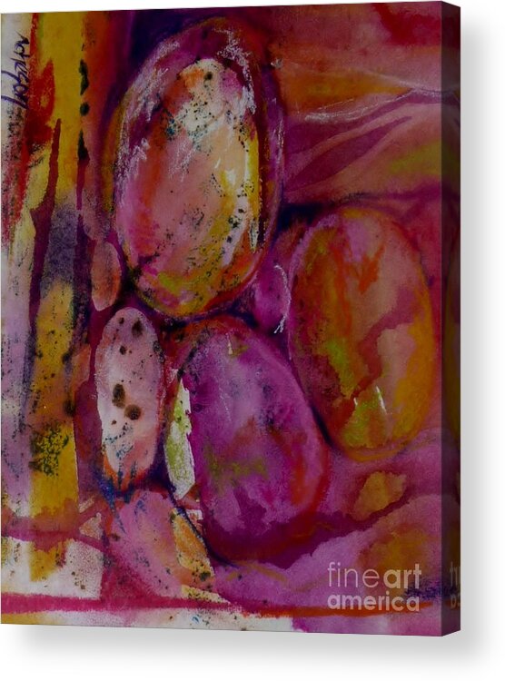 Mixed Media Acrylic Print featuring the painting Egg 1 by Donna Acheson-Juillet