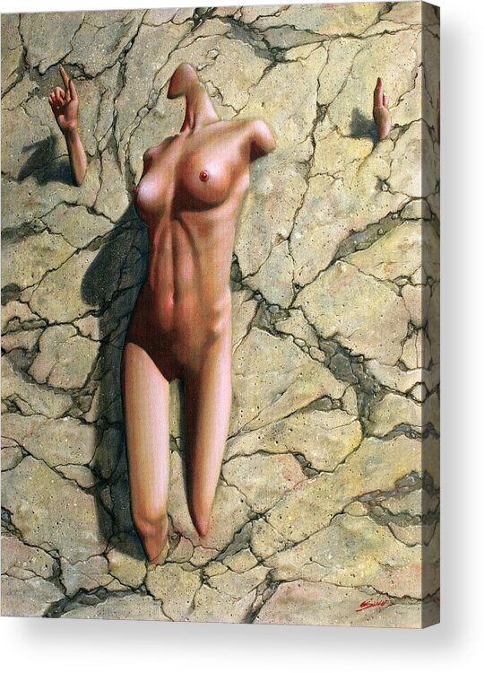 Erotic Acrylic Print featuring the painting Emergence II by John Silver