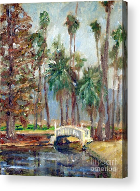 Landscapes Acrylic Print featuring the painting Fairmount Bridge by Joan Coffey