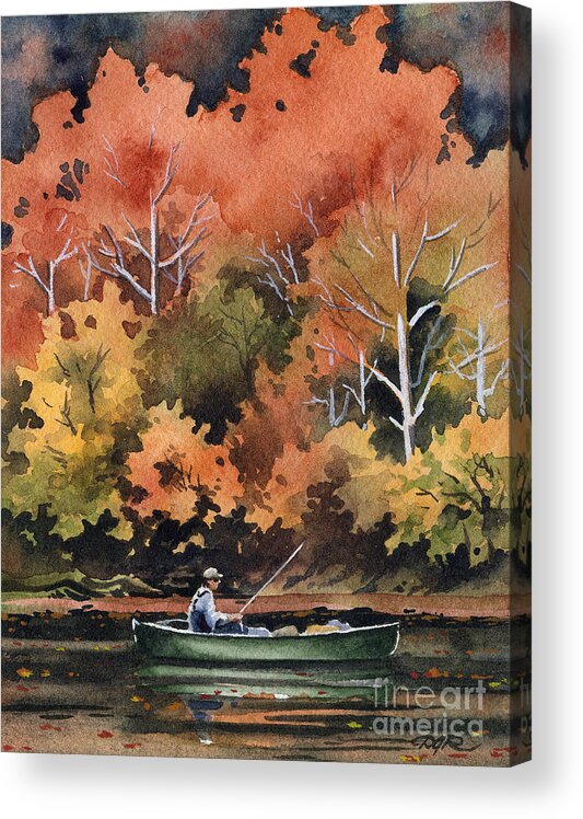 Fly Acrylic Print featuring the painting Fall Fishing by David Rogers
