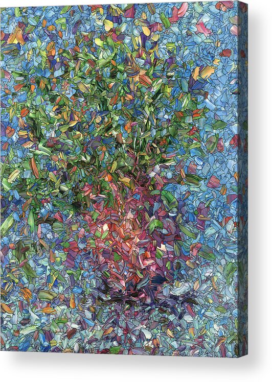 Flowers Acrylic Print featuring the painting Falling Flowers by James W Johnson