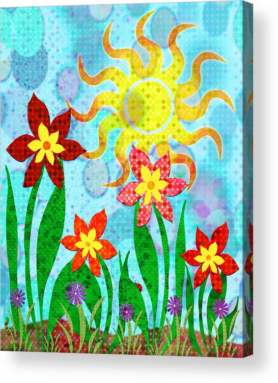 Flower Acrylic Print featuring the digital art Fanciful Flowers by Shawna Rowe