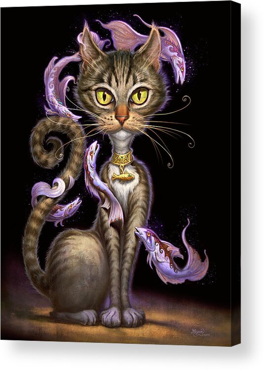 Jeff Haynie Acrylic Print featuring the painting Feline Fantasy by Jeff Haynie