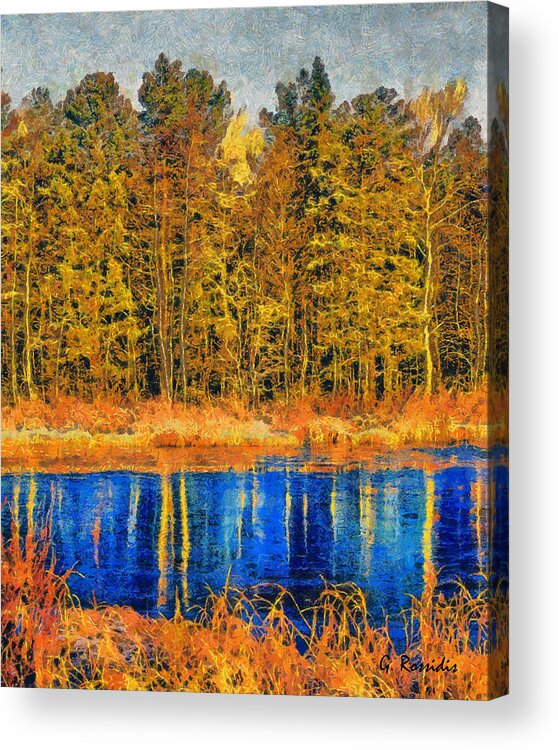 Rossidis Acrylic Print featuring the painting Finland forest by George Rossidis