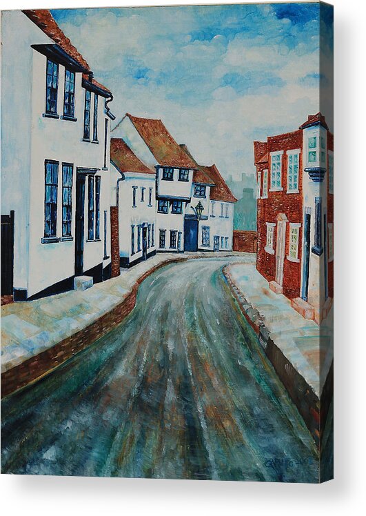 St Albans Acrylic Print featuring the painting Fishpool Street - St Albans - Winter Scene by Giovanni Caputo