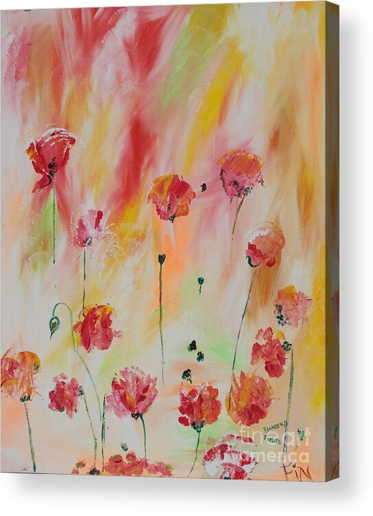 Cemetary Acrylic Print featuring the painting Flanders Field by PainterArtist FIN