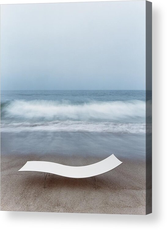 Nobody Acrylic Print featuring the photograph Flexy Batyline Mesh Curve Chaise On Malibu Beach by Simon Watson
