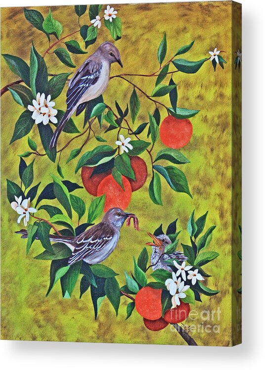 Oil Acrylic Print featuring the painting Florida Symbols by Terri Mills