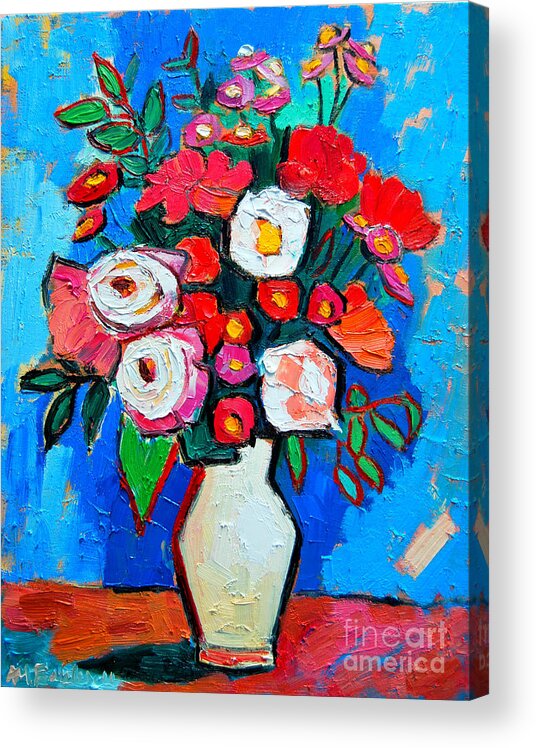 Floral Acrylic Print featuring the painting Flowers And Colors by Ana Maria Edulescu