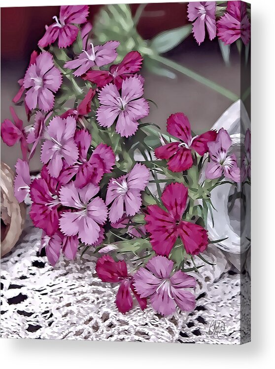 Flowers Acrylic Print featuring the photograph Flowers and Lace by Bonnie Willis