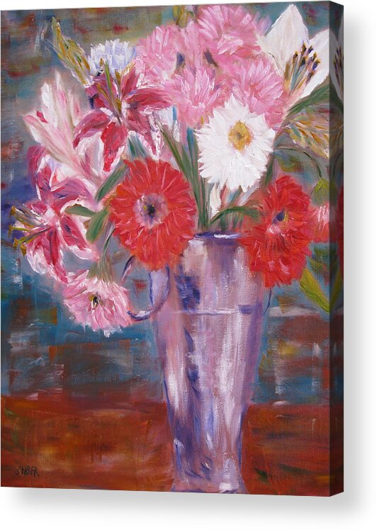 Flowers Acrylic Print featuring the painting Flowers for me by Kathy Stiber