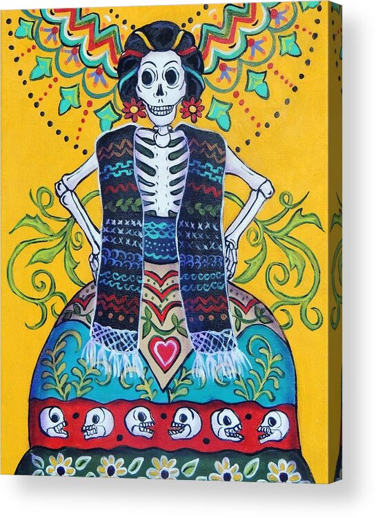 Dia De Los Muertos Acrylic Print featuring the painting Folk Art Calavera by Candy Mayer
