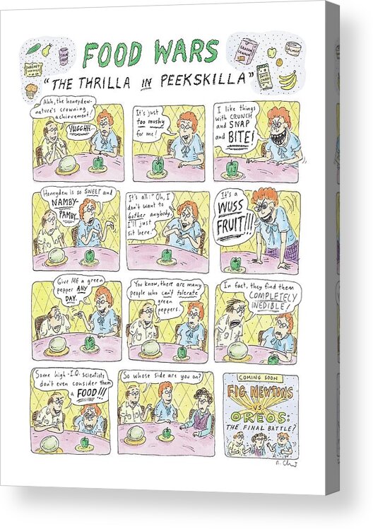 Food Acrylic Print featuring the drawing Food Wars: Thrilla In Peekskilla by Roz Chast