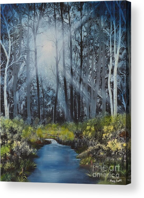 Forest Acrylic Print featuring the painting Forest Light by Mary Scott