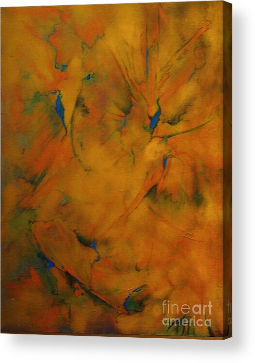 Original Acrylic Print featuring the mixed media Fossils Birds and Butterflys by Tamara Michael