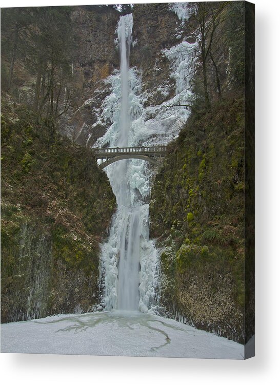 Multnomah Falls Acrylic Print featuring the photograph Frozen Multnomah Falls ssA by Todd Kreuter