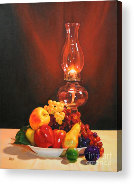Lamp Acrylic Print featuring the painting Fruit Under Lamp Light by Jimmie Bartlett
