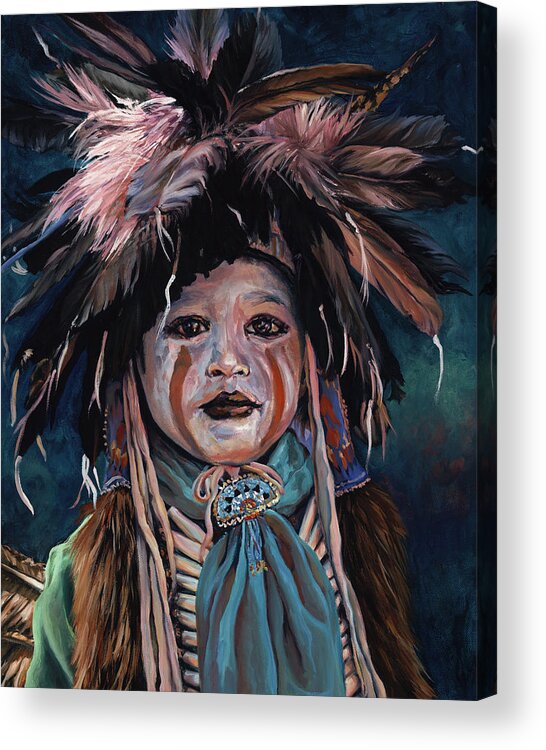 Native American Acrylic Print featuring the painting Fur and Feathers by Christine Lytwynczuk