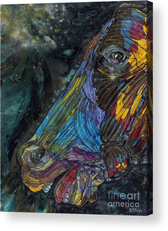 Horse Acrylic Print featuring the painting Fury by Kasha Ritter