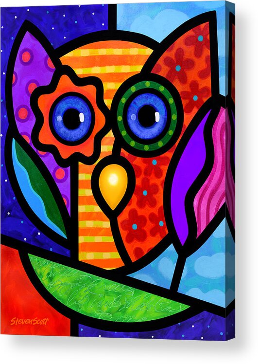 Owl Acrylic Print featuring the painting Garden Owl by Steven Scott