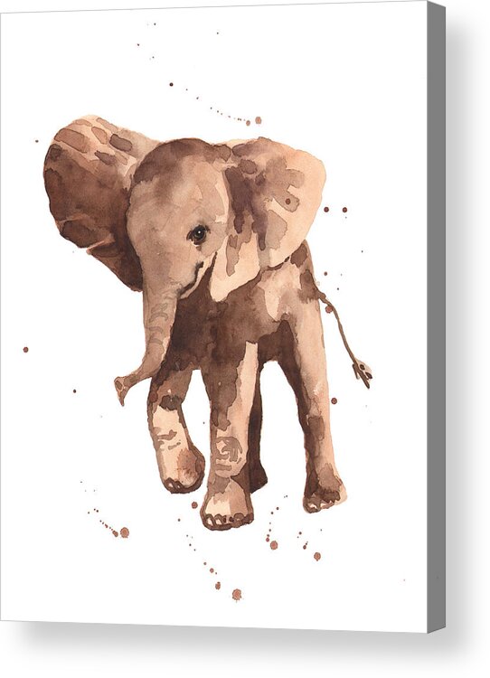 Elephant Acrylic Print featuring the painting Gentle Graham Elephant by Alison Fennell