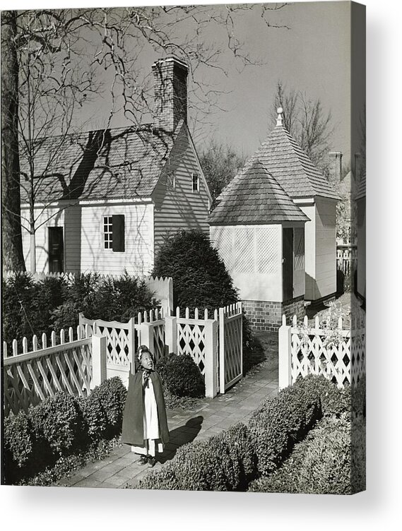 Antique Acrylic Print featuring the photograph Girl Wearing Cape By George Wythe House by George Karger