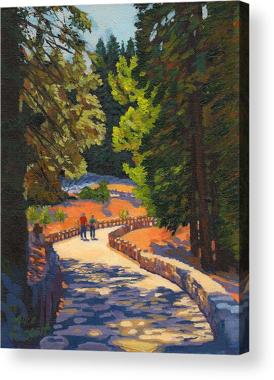 Yosemite Acrylic Print featuring the painting Glacier Point Walk by Alice Leggett