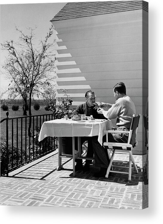 Exterior Acrylic Print featuring the photograph Glenway Wescott And Somerset Maugham On A Porch by Serge Balkin