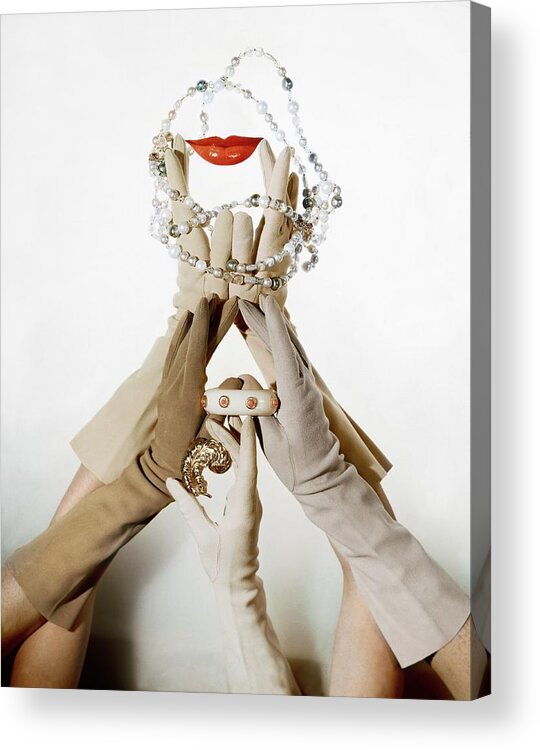 Accessories Acrylic Print featuring the photograph Gloved Hands Holding Jewelry by John Rawlings