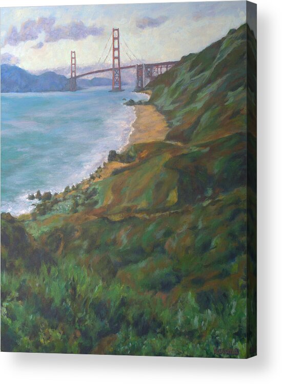 Golden Gate Bridge Acrylic Print featuring the painting Golden Gate Bridge by Kerima Swain