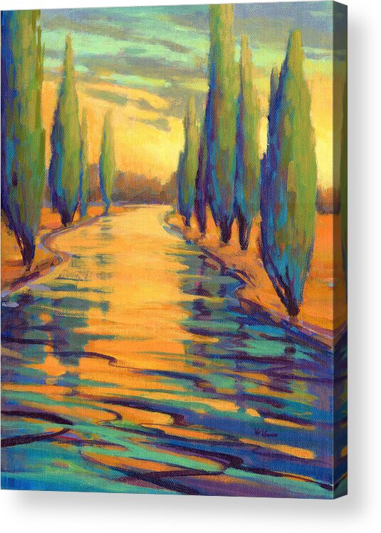 Cypress Acrylic Print featuring the painting Golden Silence 3 by Konnie Kim