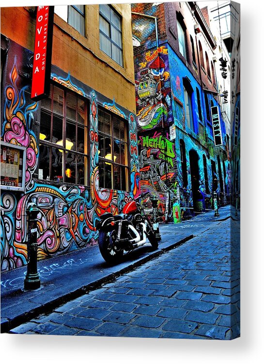Street Acrylic Print featuring the photograph Graffiti Harley Shoes - Melbourne - Australia by Jeremy Hall