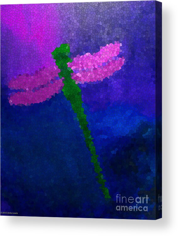 Dragonfly Acrylic Print featuring the painting Green Dragonfly by Anita Lewis