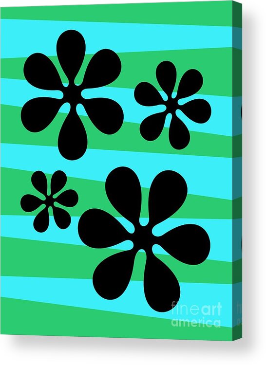 70s Acrylic Print featuring the digital art Groovy Flowers 2 by Donna Mibus