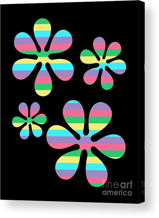 70s Acrylic Print featuring the digital art Groovy Flowers 4 by Donna Mibus