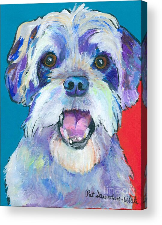 Custom Pet Portraits Acrylic Print featuring the painting Gus by Pat Saunders-White