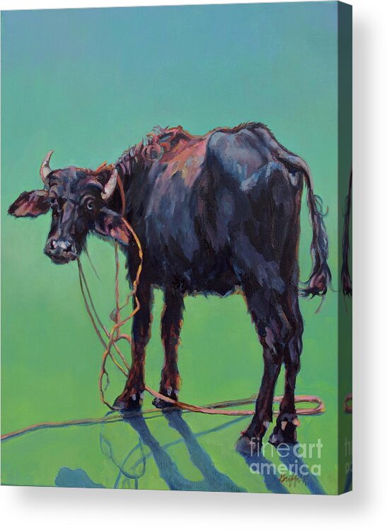 Buffalo Acrylic Print featuring the painting H2o Buffalo by Patricia A Griffin