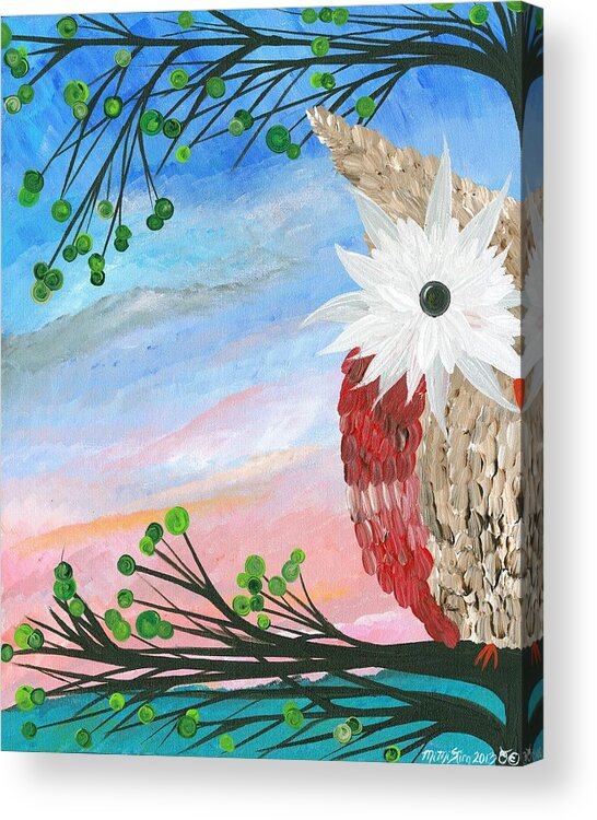 Owls Acrylic Print featuring the painting Half-a-Hoot 03 by MiMi Stirn