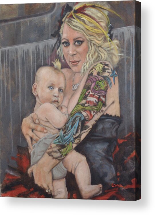 Mother Acrylic Print featuring the painting Hannah and Asher by Todd Cooper