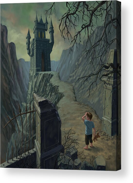 Castle Acrylic Print featuring the painting Haunted Castle Nightmare by Martin Davey