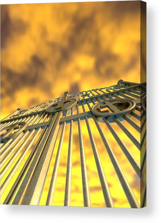 Heaven Acrylic Print featuring the digital art Heavens Golden Gates And Yellow Sky by Allan Swart