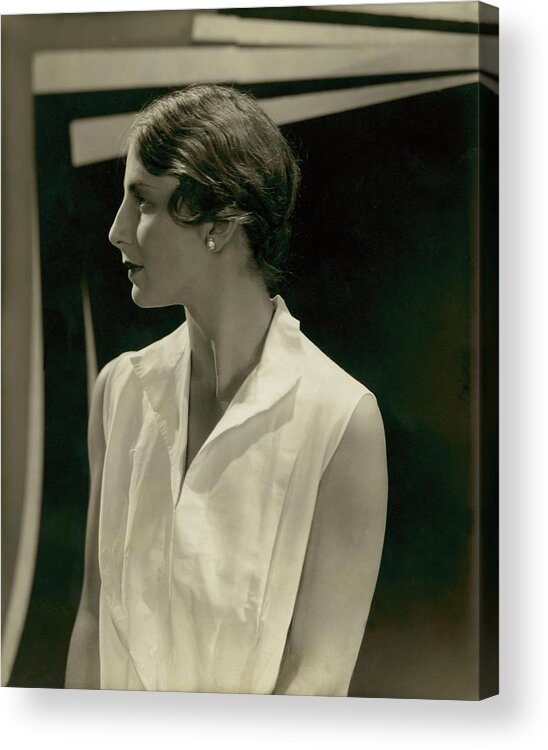 Personality Acrylic Print featuring the photograph Helen Wills Wearing Pearl Earrings by Edward Steichen