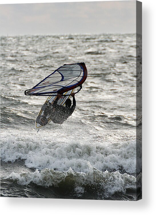 Water Acrylic Print featuring the photograph Hitting a Wave 2 by William Selander