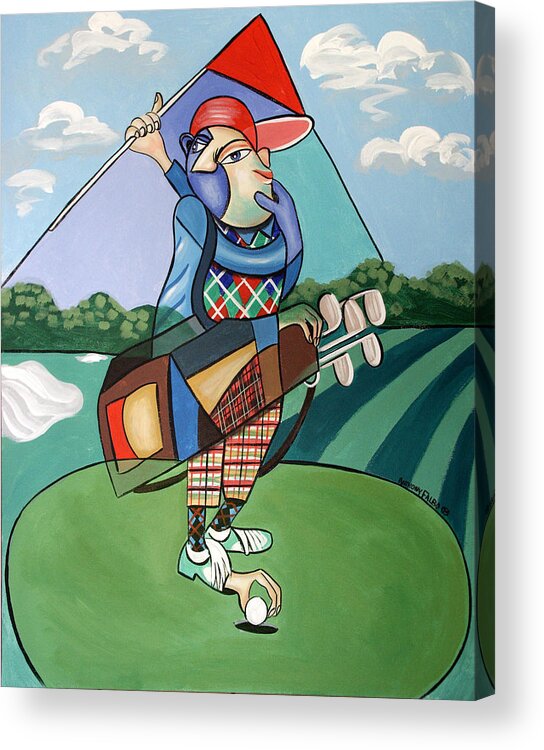 Hole In One Acrylic Print featuring the painting Hole In One by Anthony Falbo