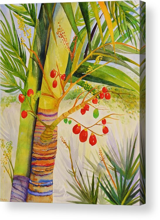 Palm Tree Acrylic Print featuring the painting Holiday Palm by Jane Ricker