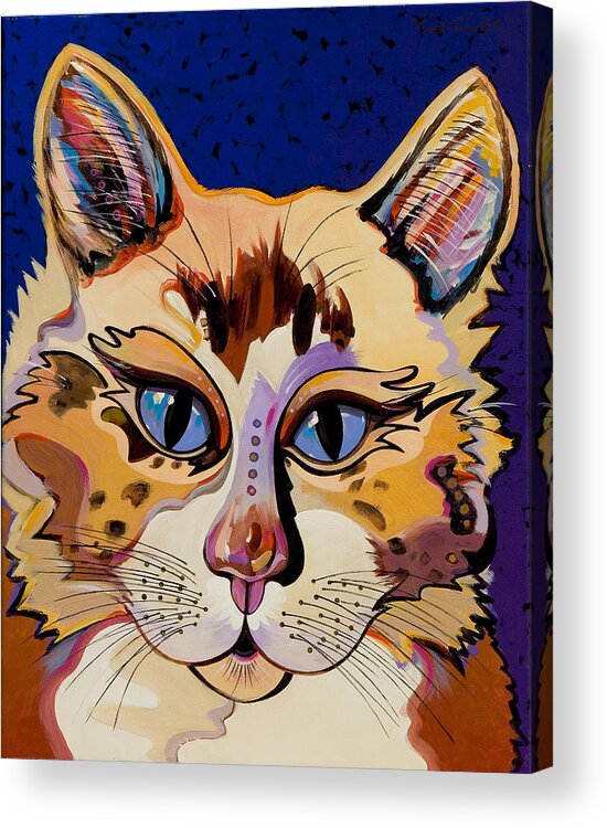 Feline Art Acrylic Print featuring the painting Holy Cat by Bob Coonts