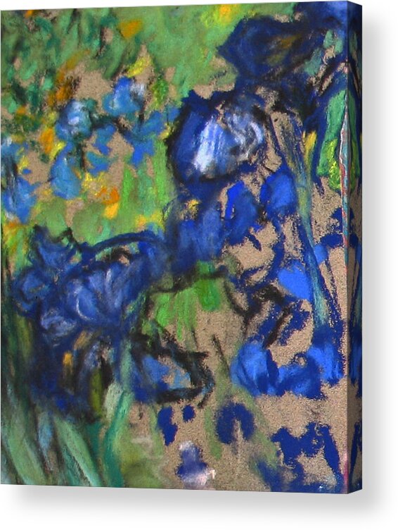 Impressionism Floral Acrylic Print featuring the painting Homage to Vincent's Irises by Studio Tolere