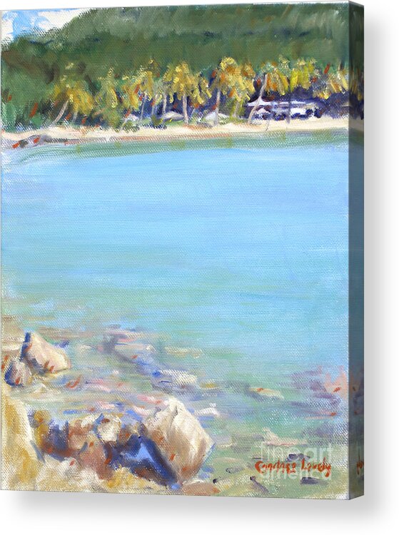 Honey Moon Beach Acrylic Print featuring the painting Honey Moon Beach by Candace Lovely