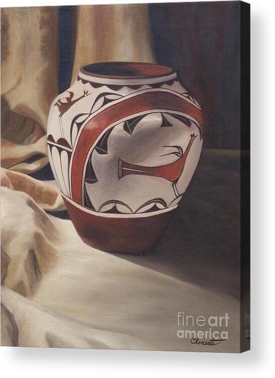 Southwest Indian Pottery Acrylic Print featuring the painting Hopi pottery by Barbara Barber